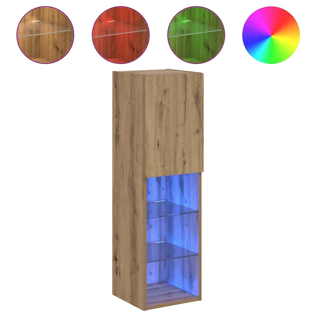 vidaXL Szafka TV z LED, dąb artisian, 30,5x30x102 cm