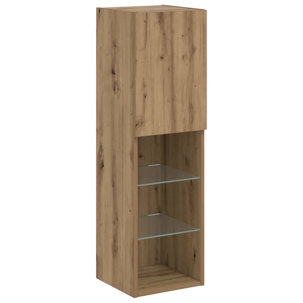 vidaXL Szafka TV z LED, dąb artisian, 30,5x30x102 cm