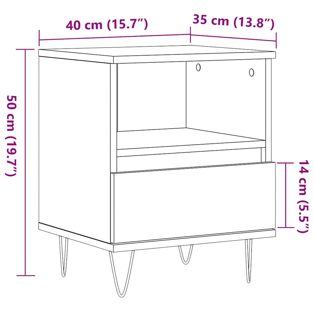 vidaXL Szafka nocna, stare drewno, 40x35x50cm, materiał drewnopochodny