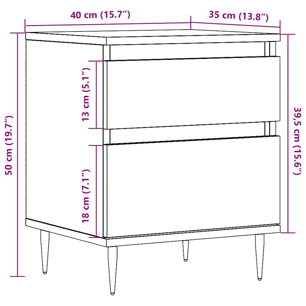 vidaXL Szafka nocna, stare drewno, 40x35x50cm, materiał drewnopochodny