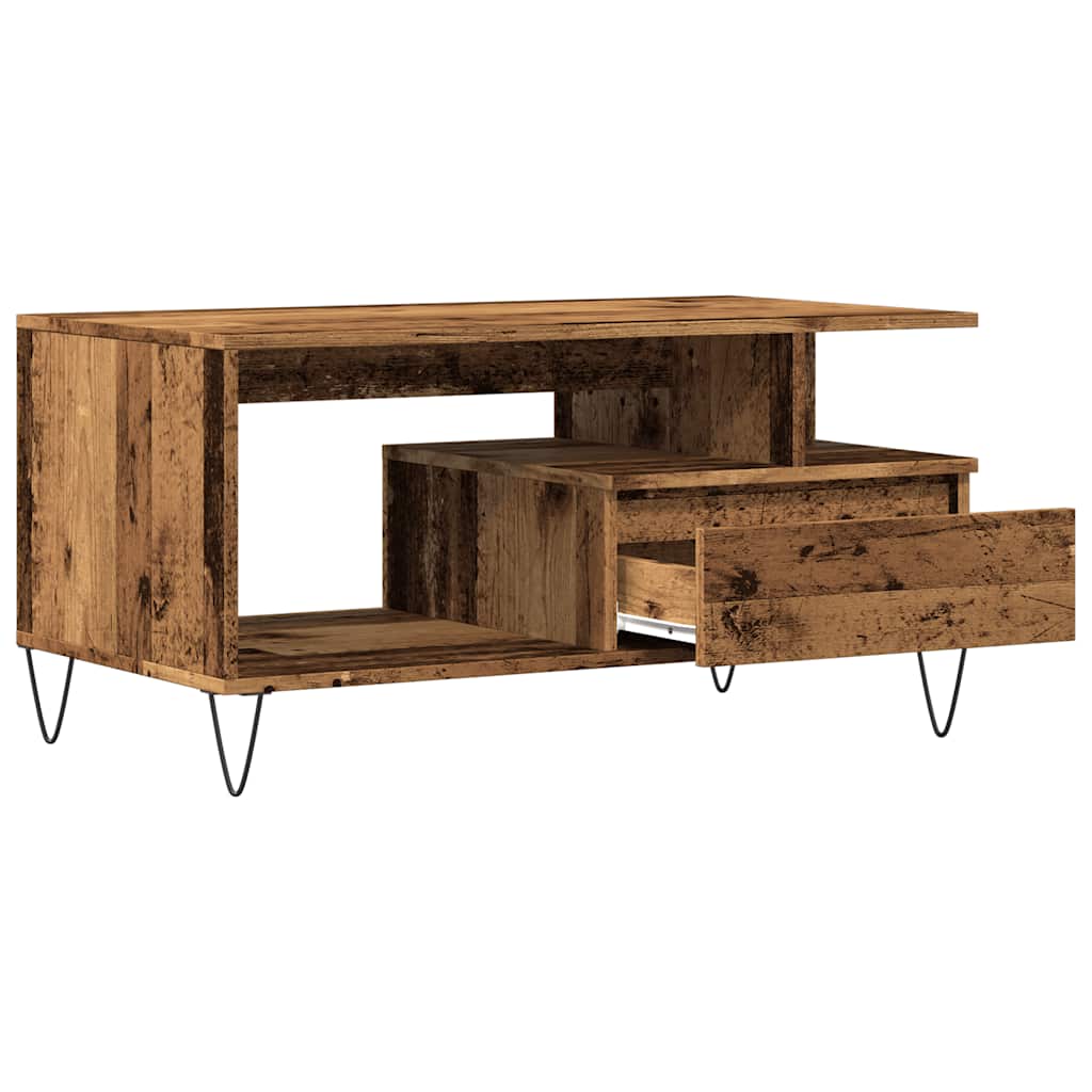 vidaXL Stolik kawowy, stare drewno 90x49x45 cm