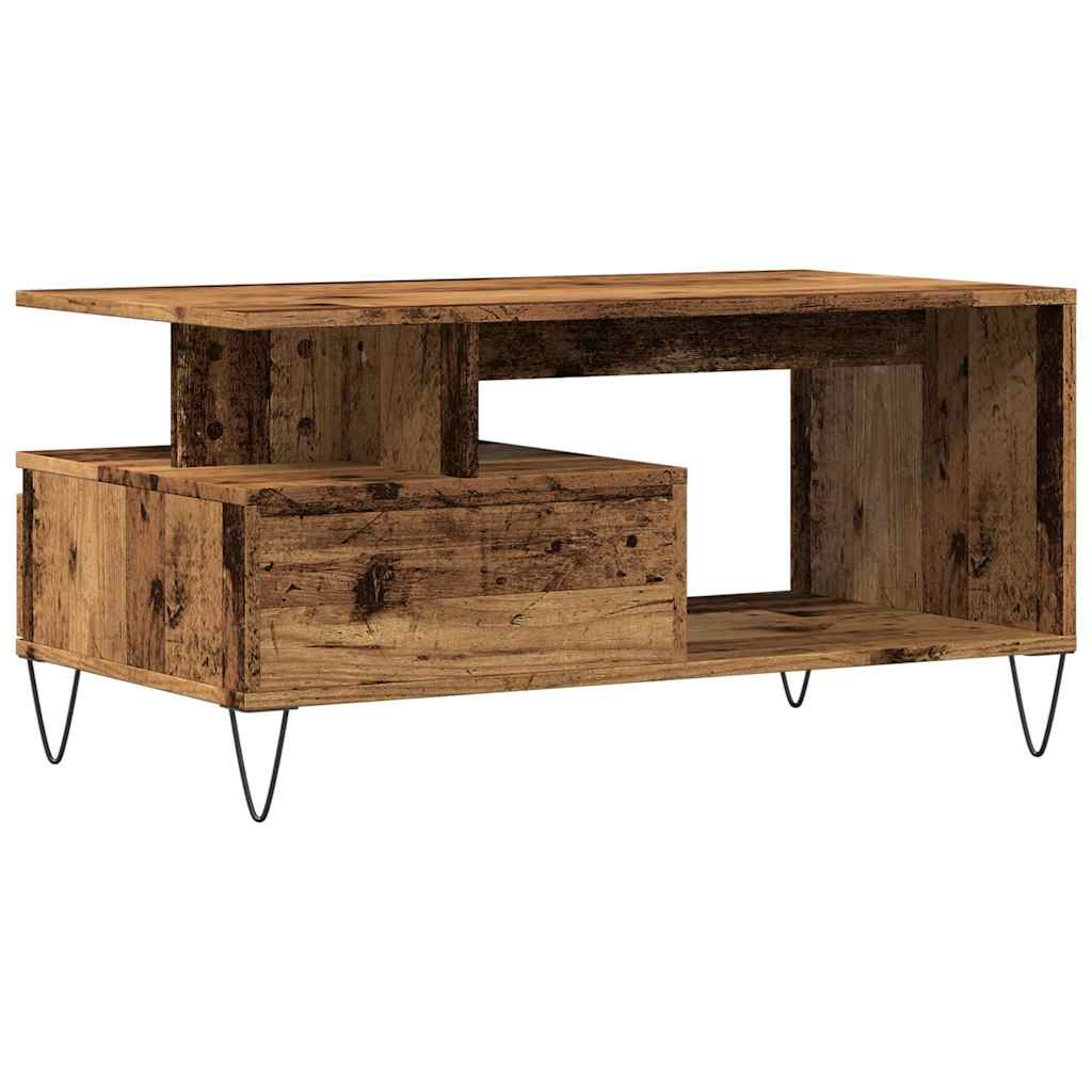 vidaXL Stolik kawowy, stare drewno 90x49x45 cm
