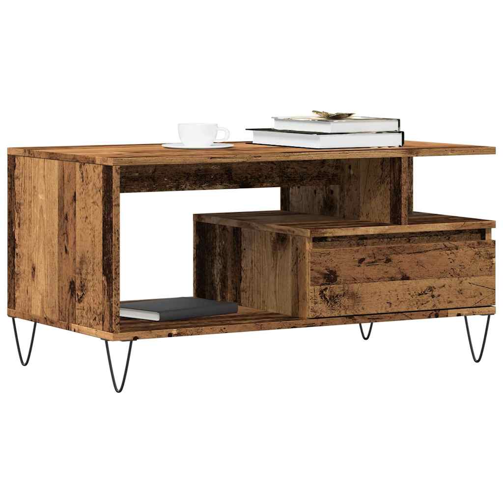 vidaXL Stolik kawowy, stare drewno 90x49x45 cm