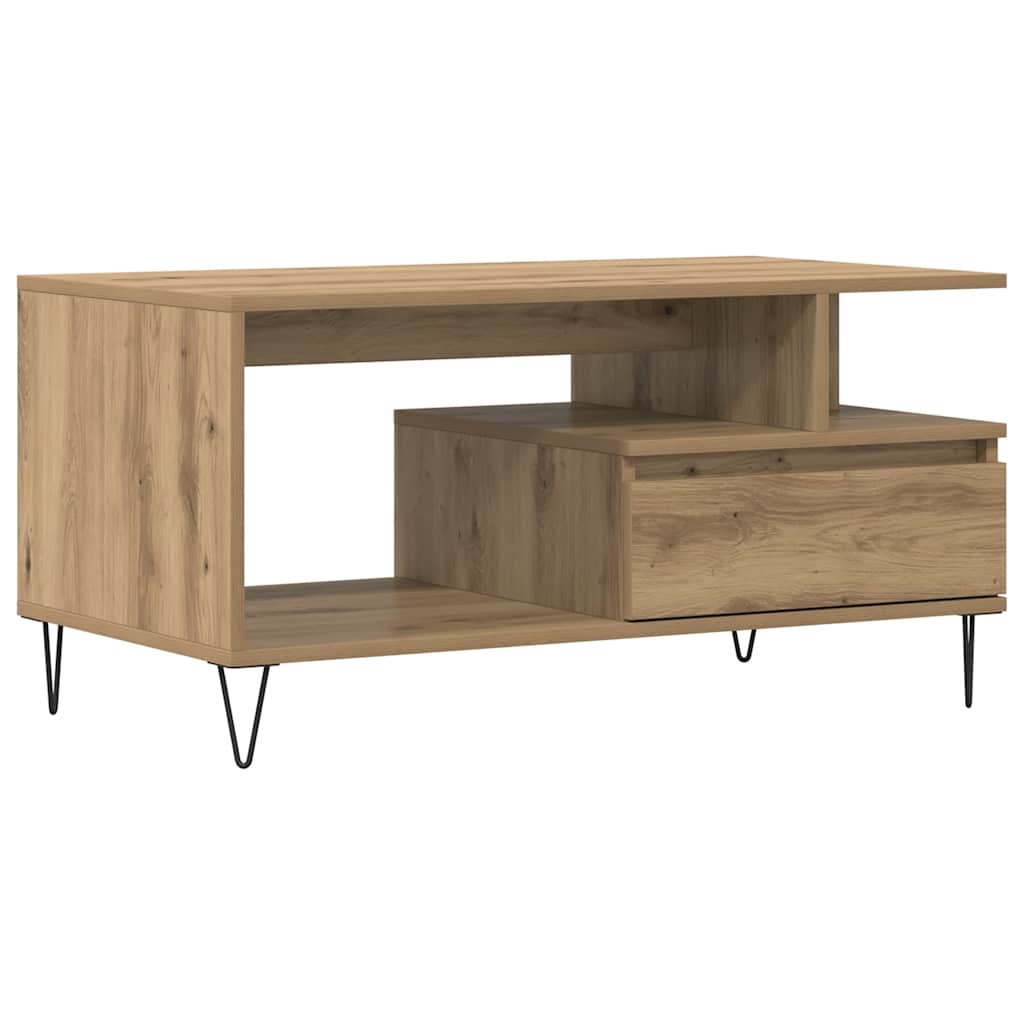 vidaXL Stolik kawowy, dąb artisan 90x49x45 cm, materiał drewnopochodny