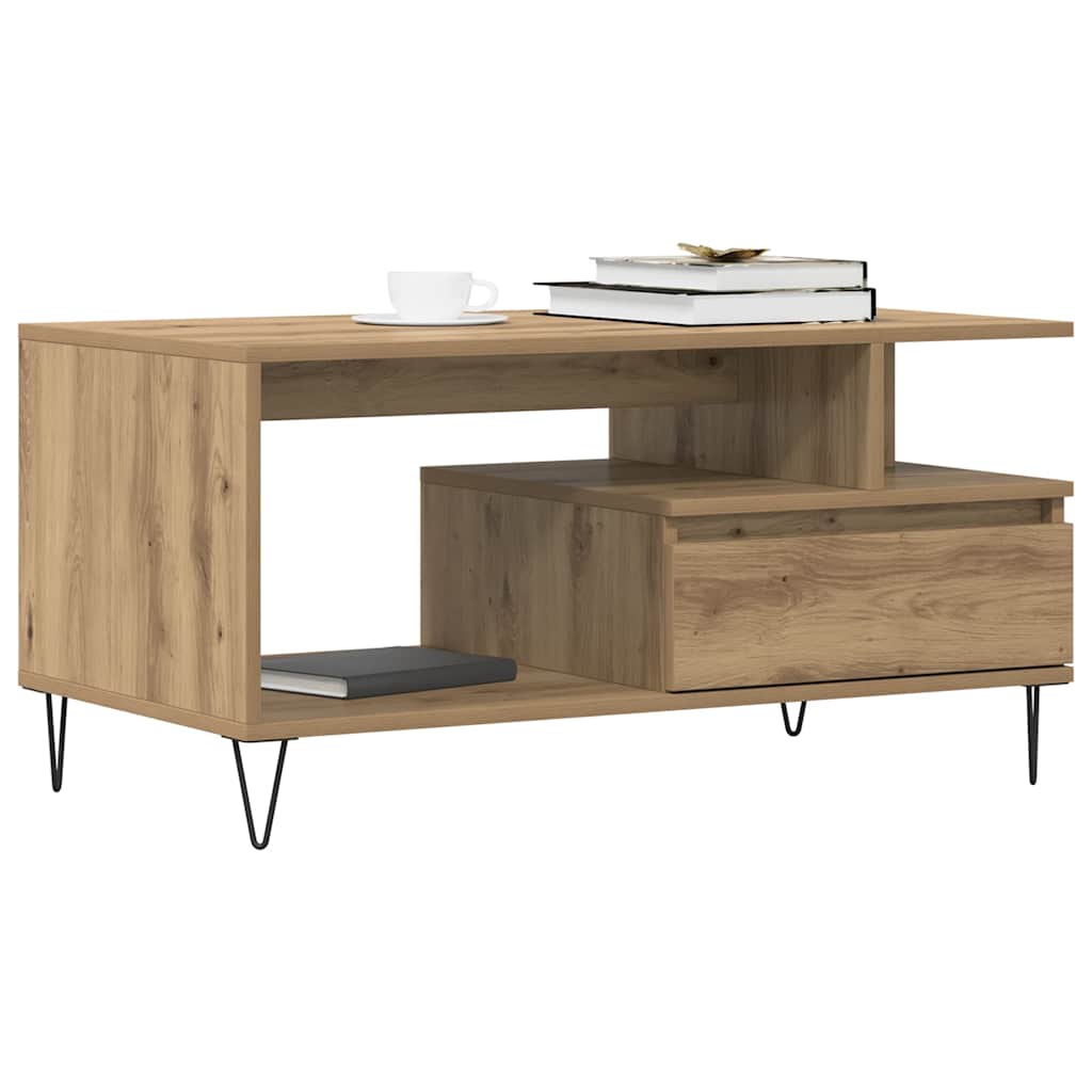 vidaXL Stolik kawowy, dąb artisan 90x49x45 cm, materiał drewnopochodny