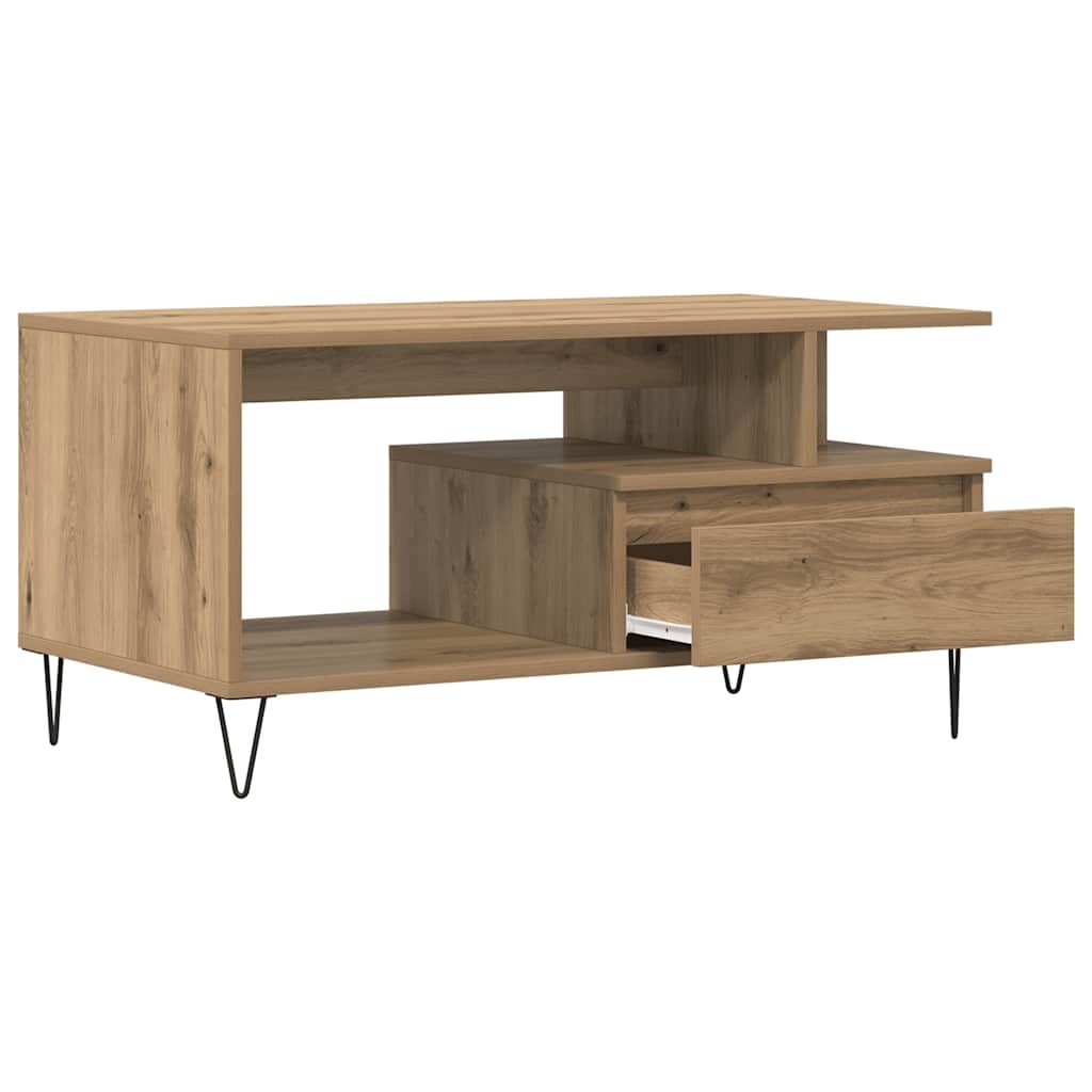 vidaXL Stolik kawowy, dąb artisan 90x49x45 cm, materiał drewnopochodny