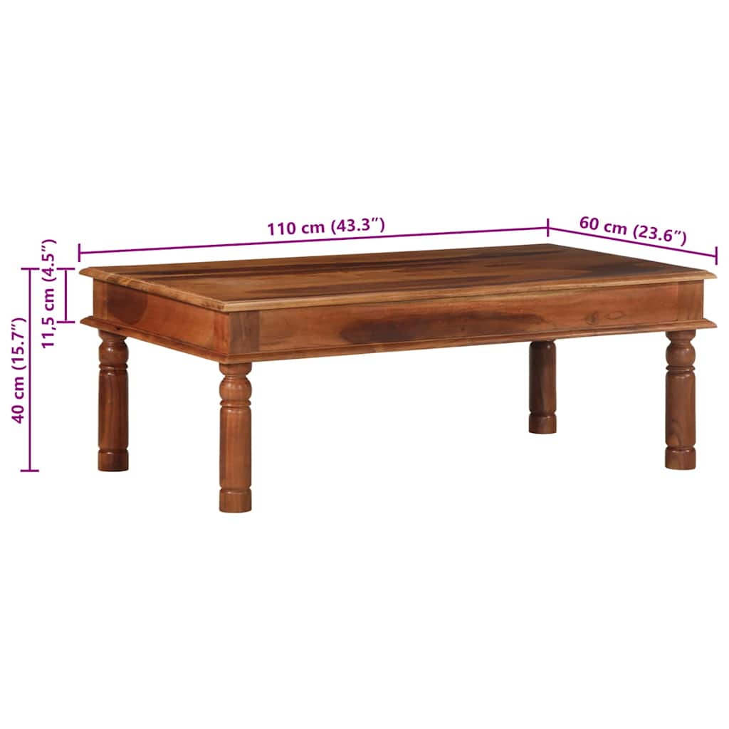 vidaXL Stolik kawowy, 110x60x40 cm, lite drewno akacjowe
