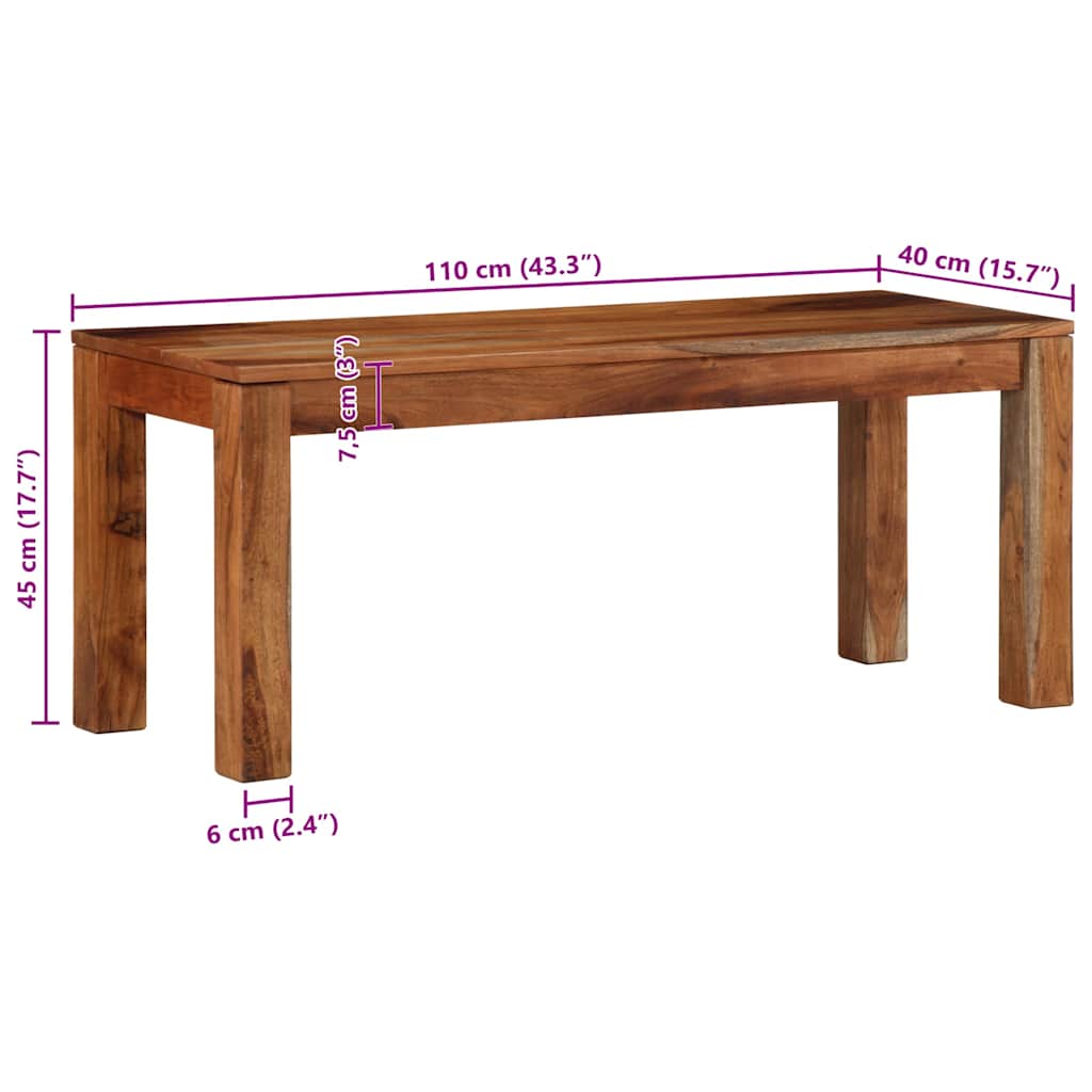 vidaXL Ławka, 110 cm, lite drewno akacjowe