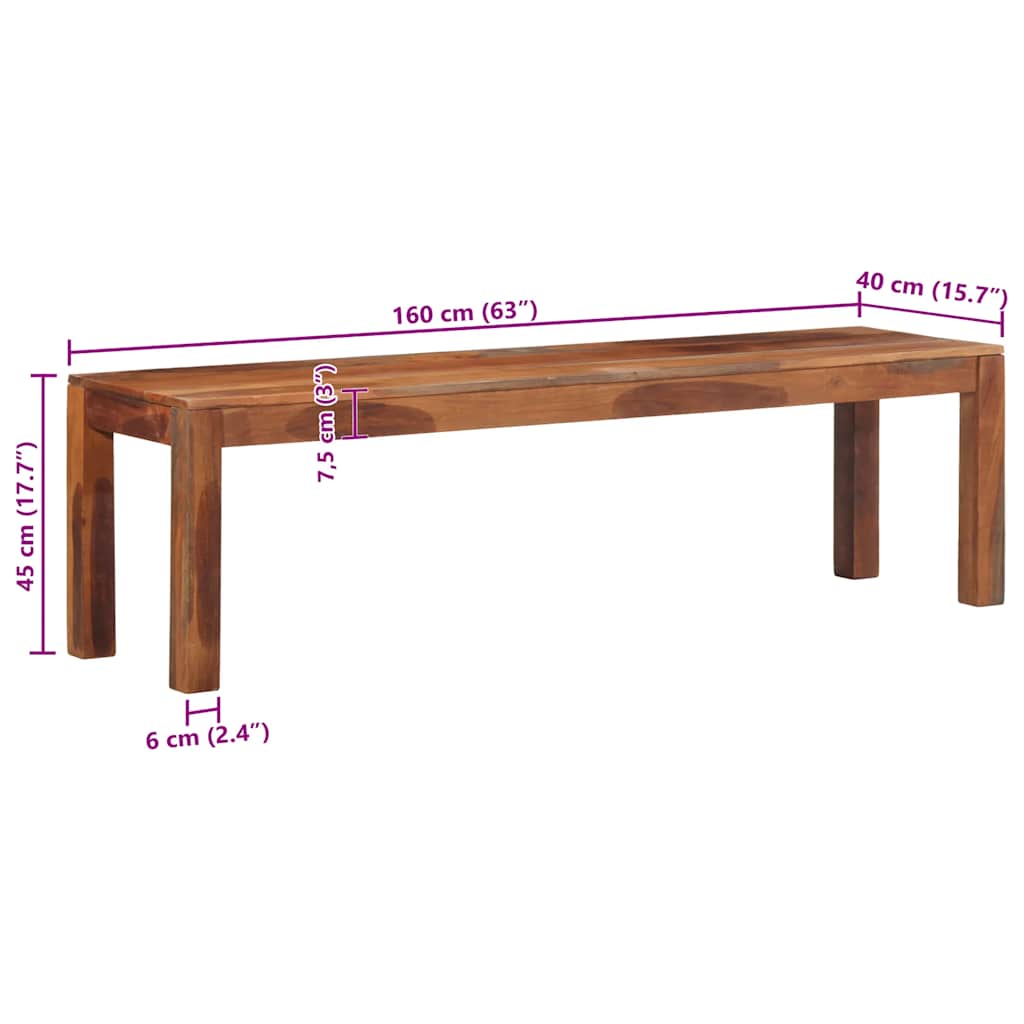 vidaXL Ławka, 160 cm, lite drewno akacjowe