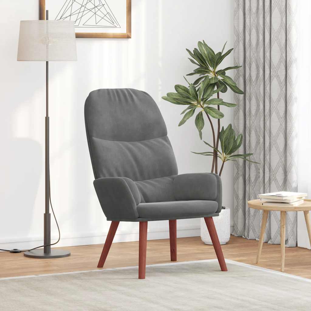 vidaXL Fotel, ciemnoszary, obity aksamitem