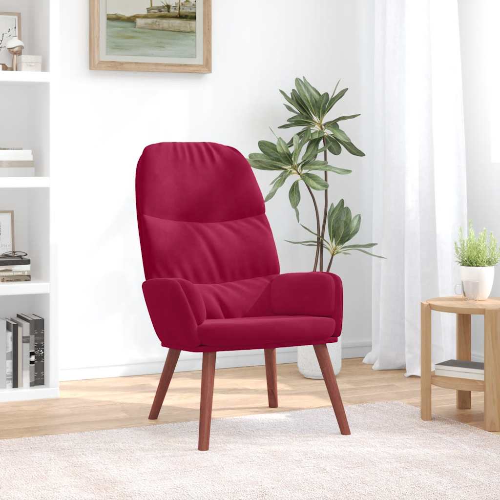 vidaXL Fotel, winna czerwień, obity aksamitem