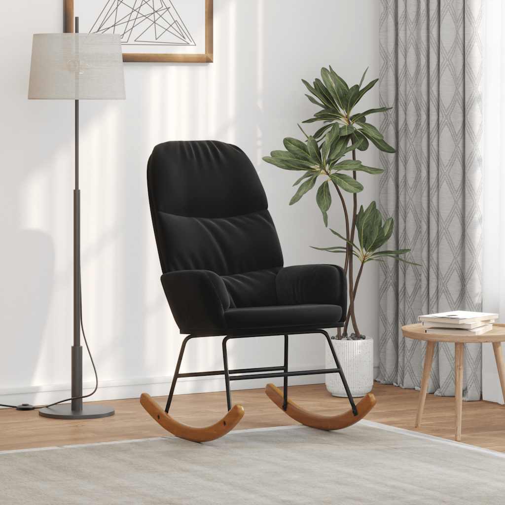 vidaXL Fotel bujany, czarny, tapicerowany aksamitem