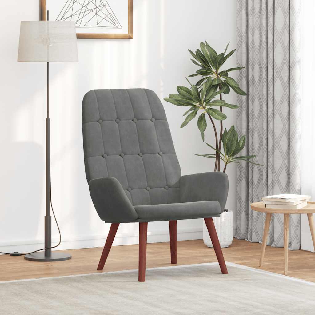 vidaXL Fotel, ciemnoszary, obity aksamitem