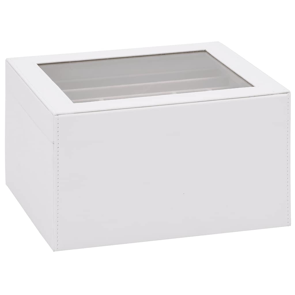 vidaXL Pudełko na biżuterię 3-warstwowe białe 23x20,5x14 cm