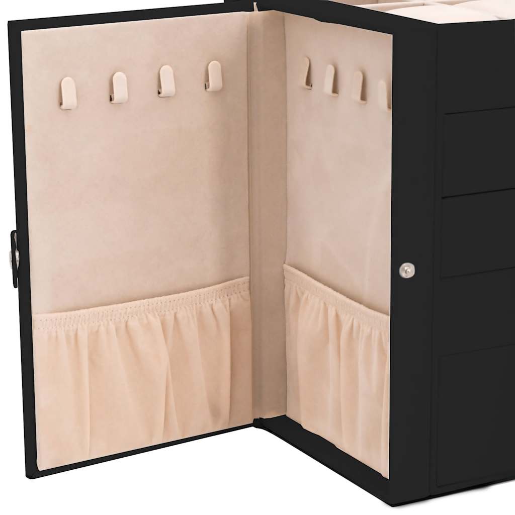 vidaXL Pudełko na biżuterię 5-warstwowe z lustrem zamykane na klucz