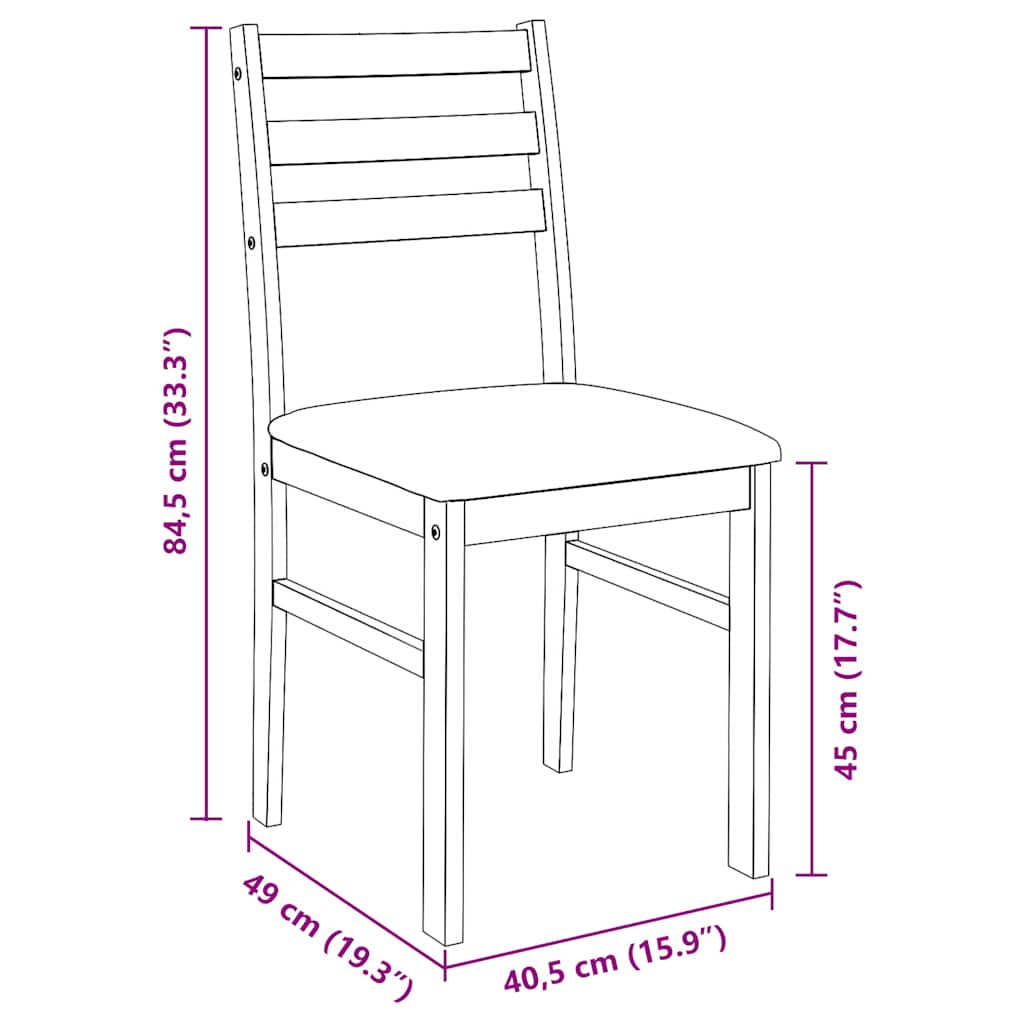 vidaXL Krzesła do jadalni z poduszkami 2 szt. lite drewno gumowe