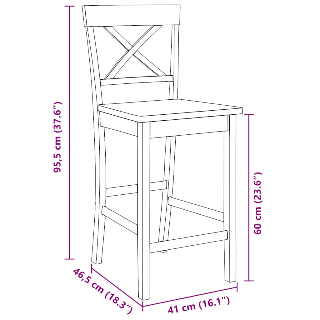 vidaXL Hokery barowe 2 szt. Naturalne drewno lite guma