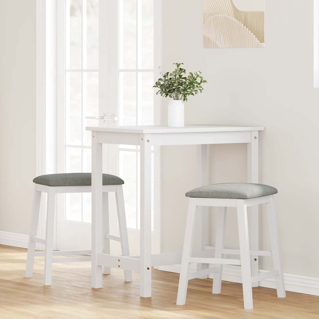 vidaXL Krzesła barowe z poduszkami 2 szt. Białe lite drewno gumowe