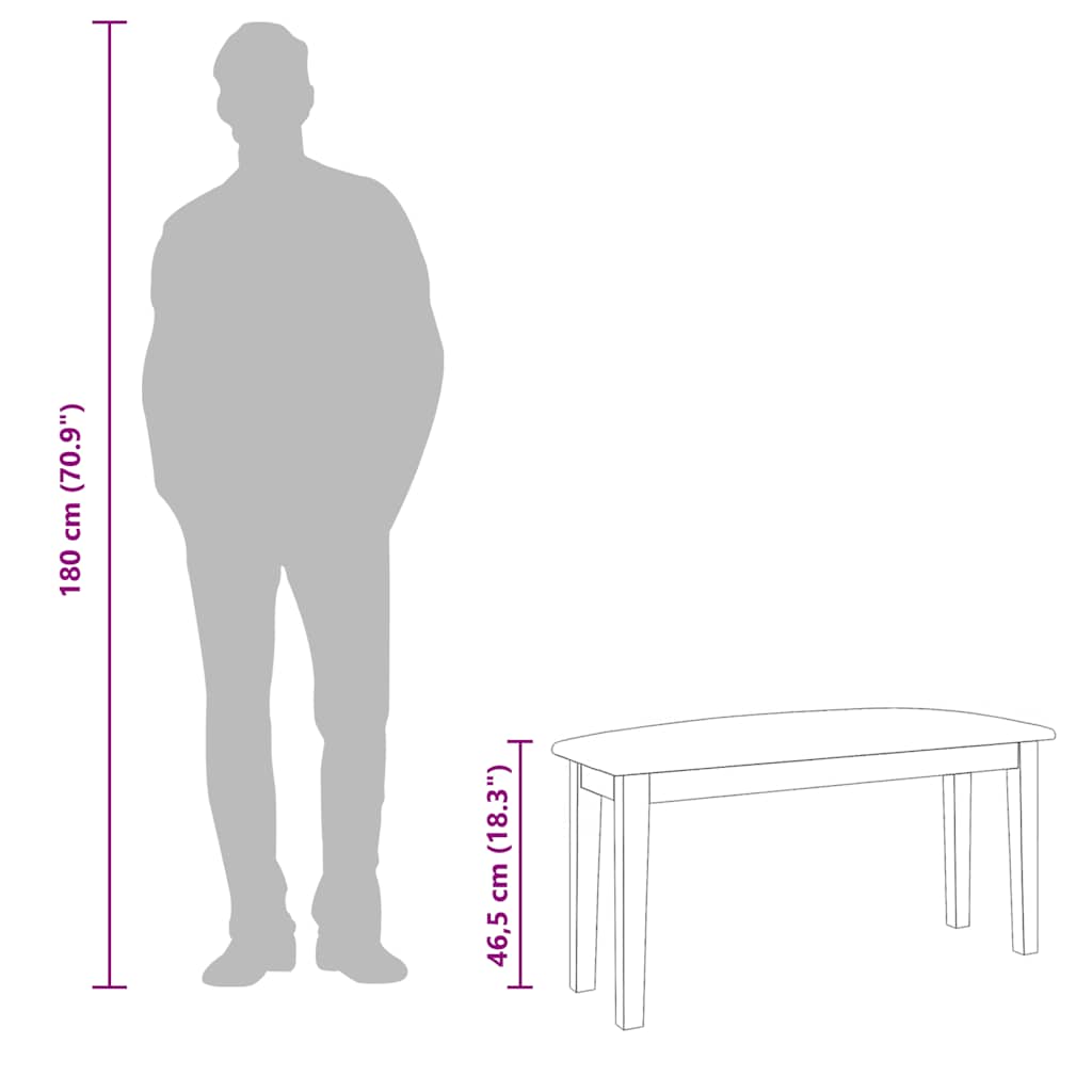 vidaXL Ławka 90 cm Brązowa lite drewno Guma