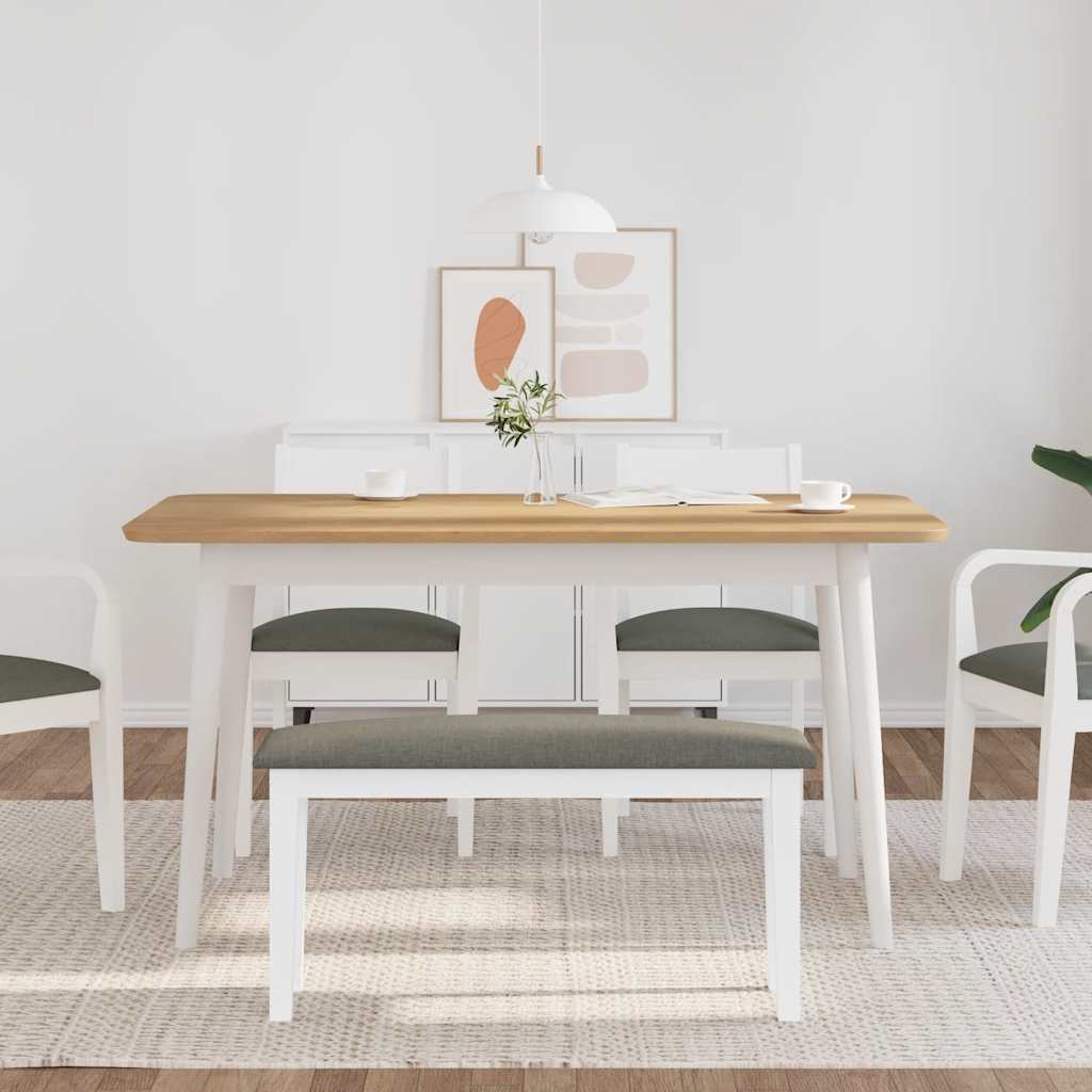 vidaXL Ławka 90 cm Biała lite drewno guma
