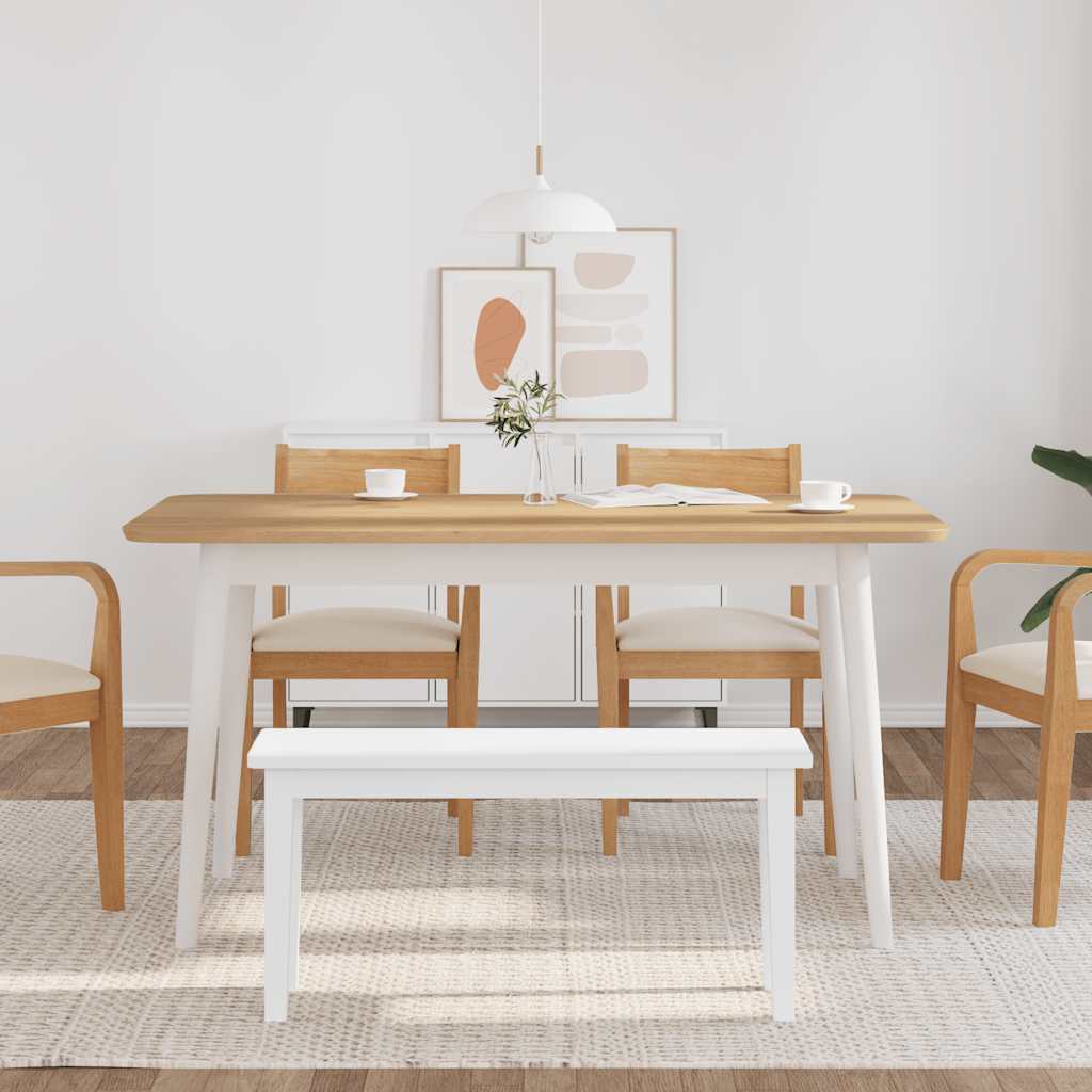 vidaXL Ławka 90 cm Biała lite drewno guma