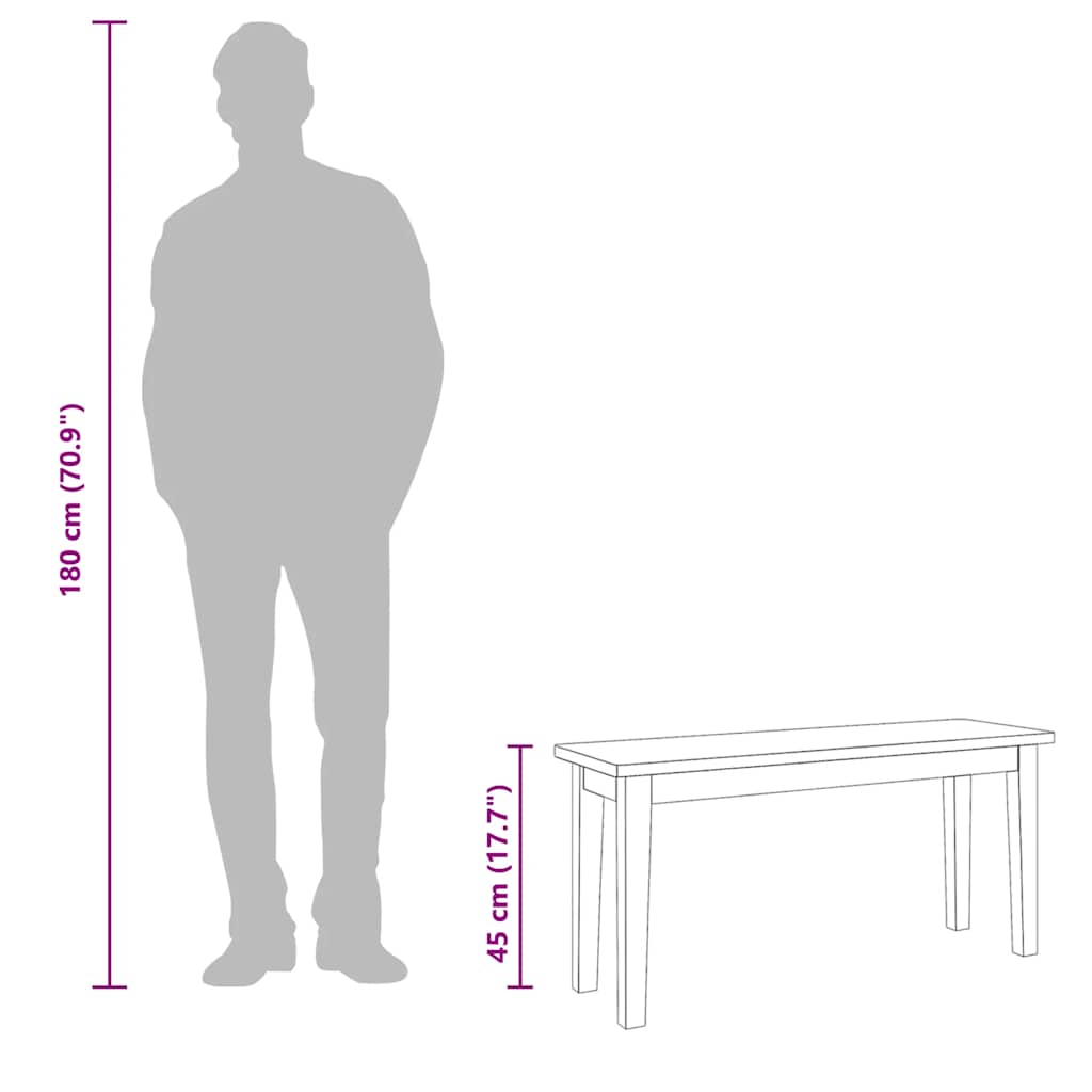 vidaXL Ławka 90 cm Biała lite drewno guma