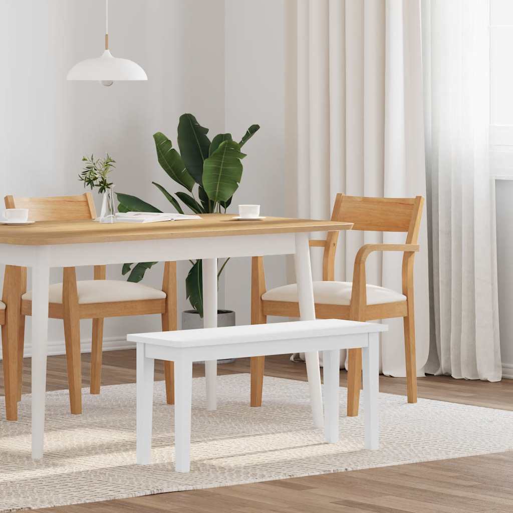 vidaXL Ławka 90 cm Biała lite drewno guma