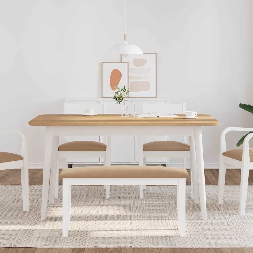 vidaXL Ławka 90 cm Biała lite drewno guma