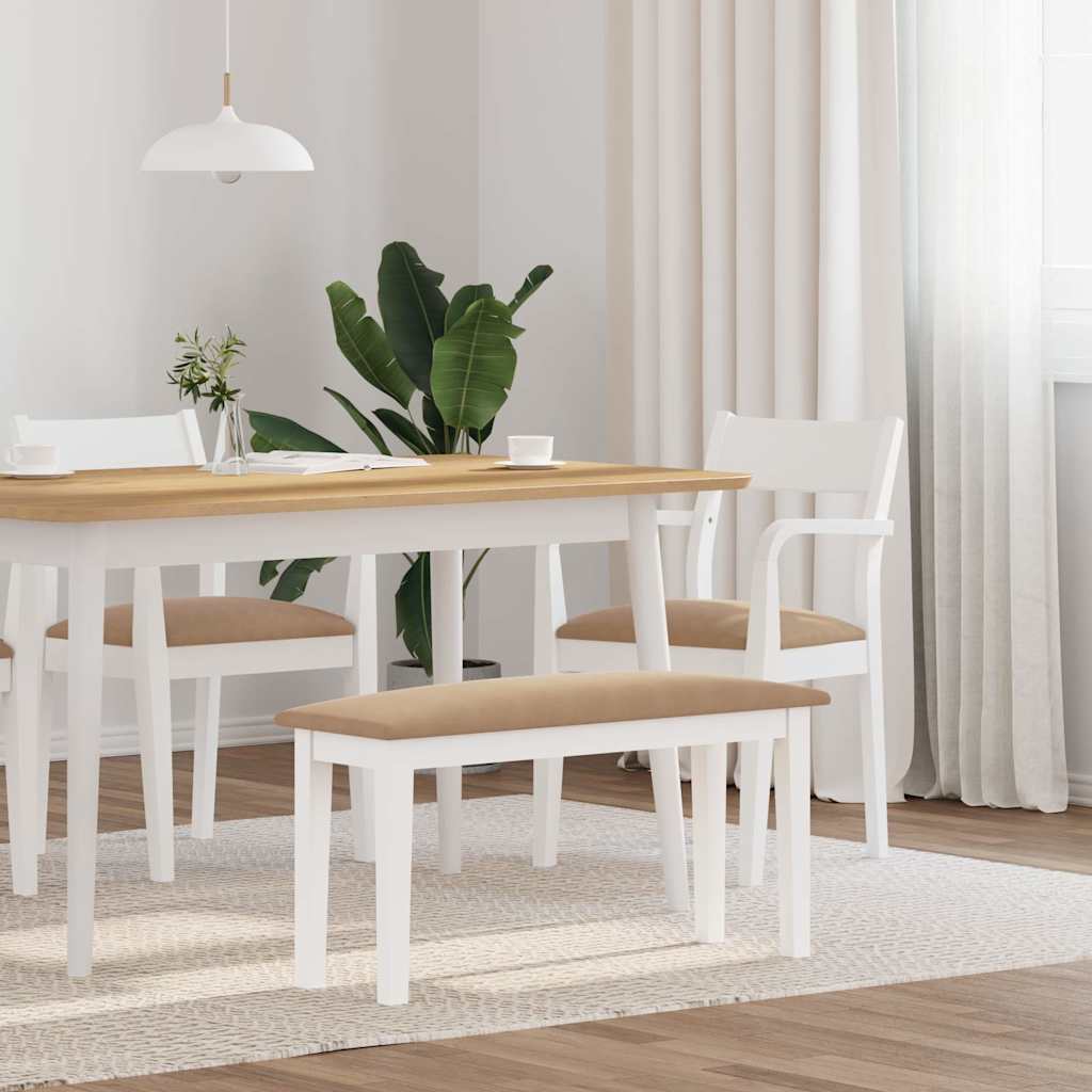 vidaXL Ławka 90 cm Biała lite drewno guma