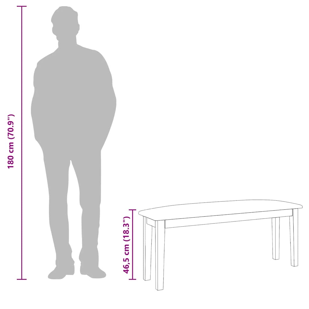 vidaXL Ławka 110 cm Brązowa lite drewno guma
