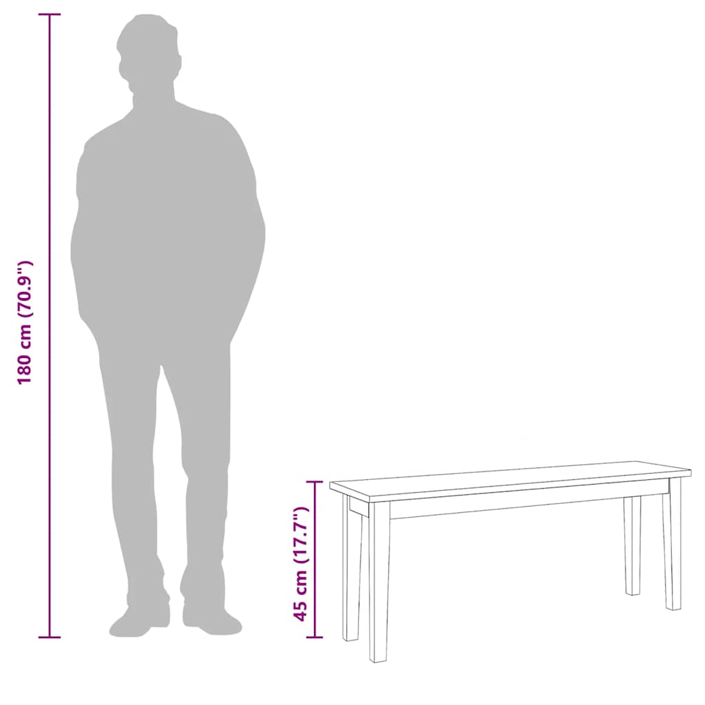 vidaXL Ławka 110 cm Drewno lite Guma