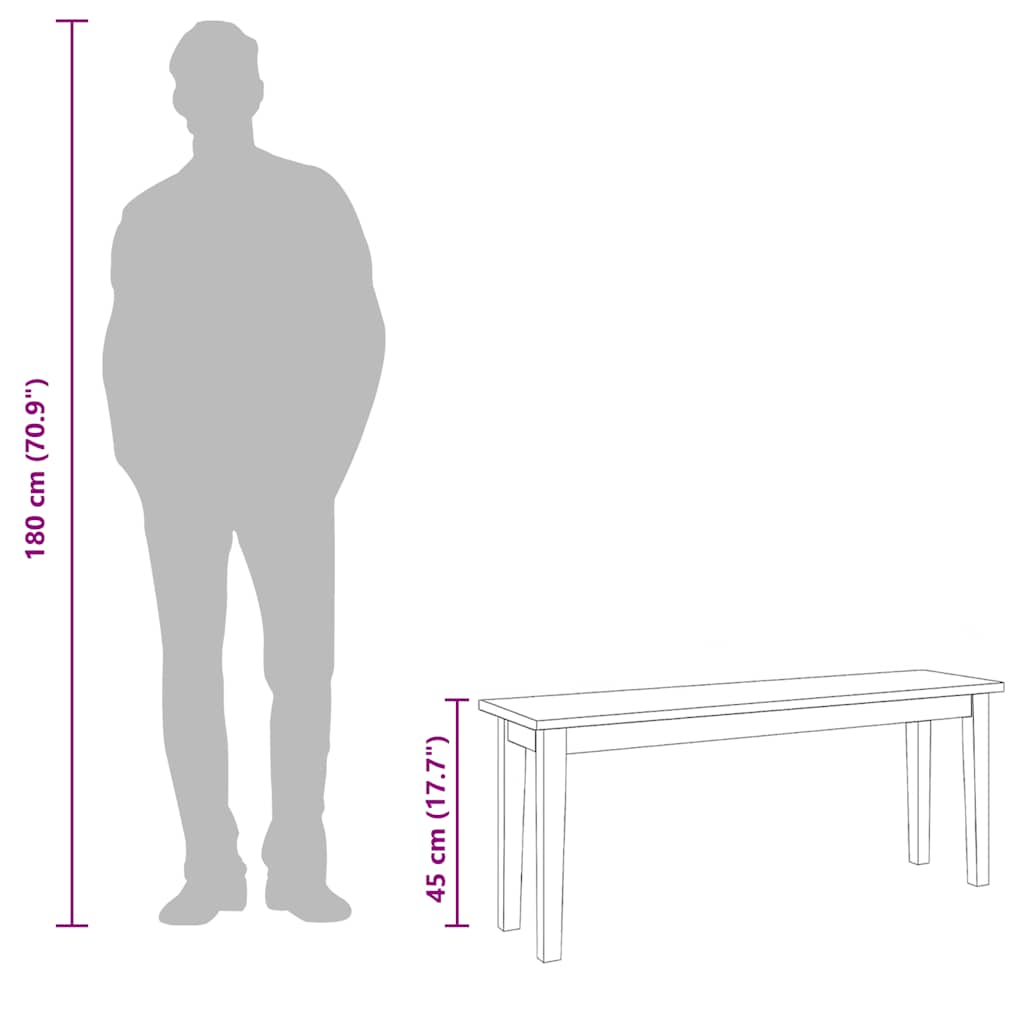 vidaXL Ławka 110 cm Drewno lite Guma