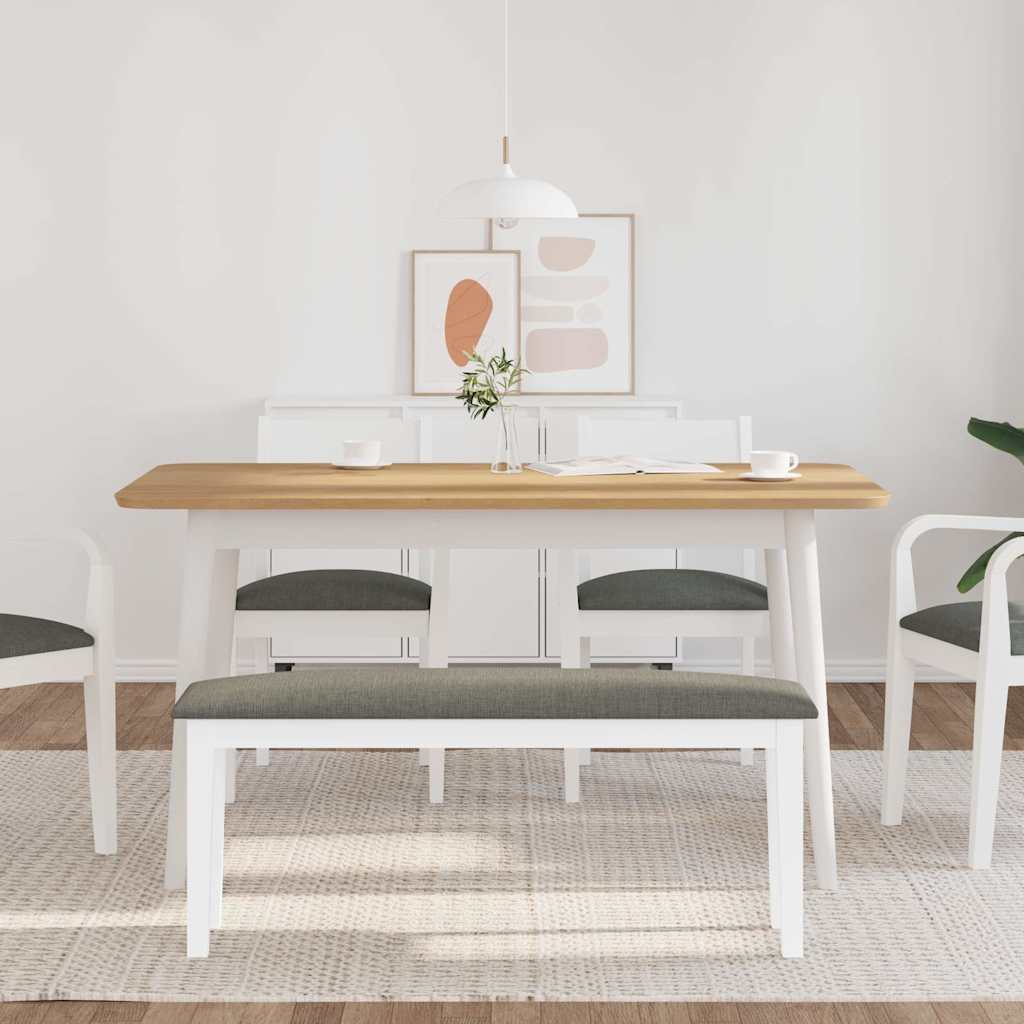 vidaXL Ławka 110 cm Biała lite drewno guma