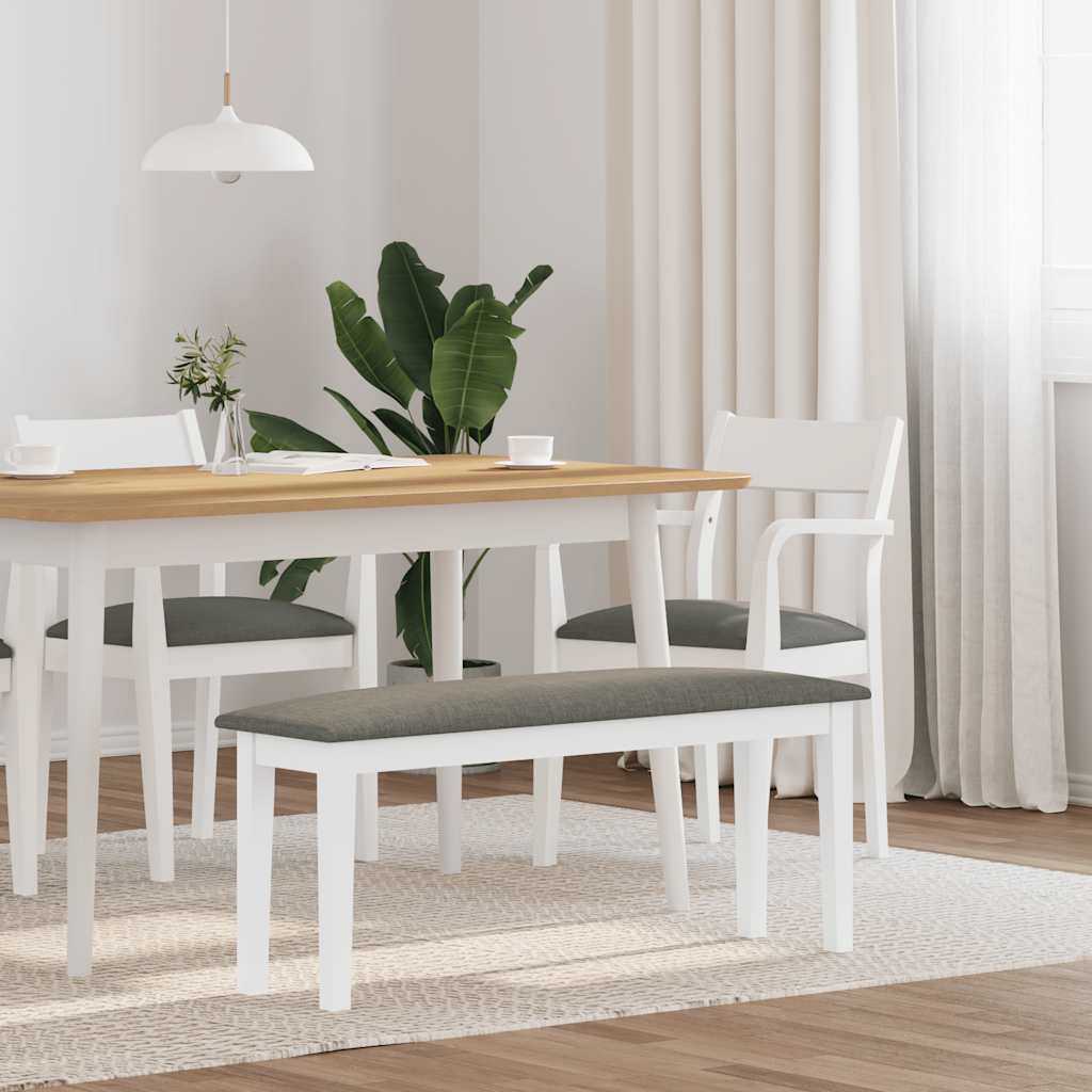vidaXL Ławka 110 cm Biała lite drewno guma