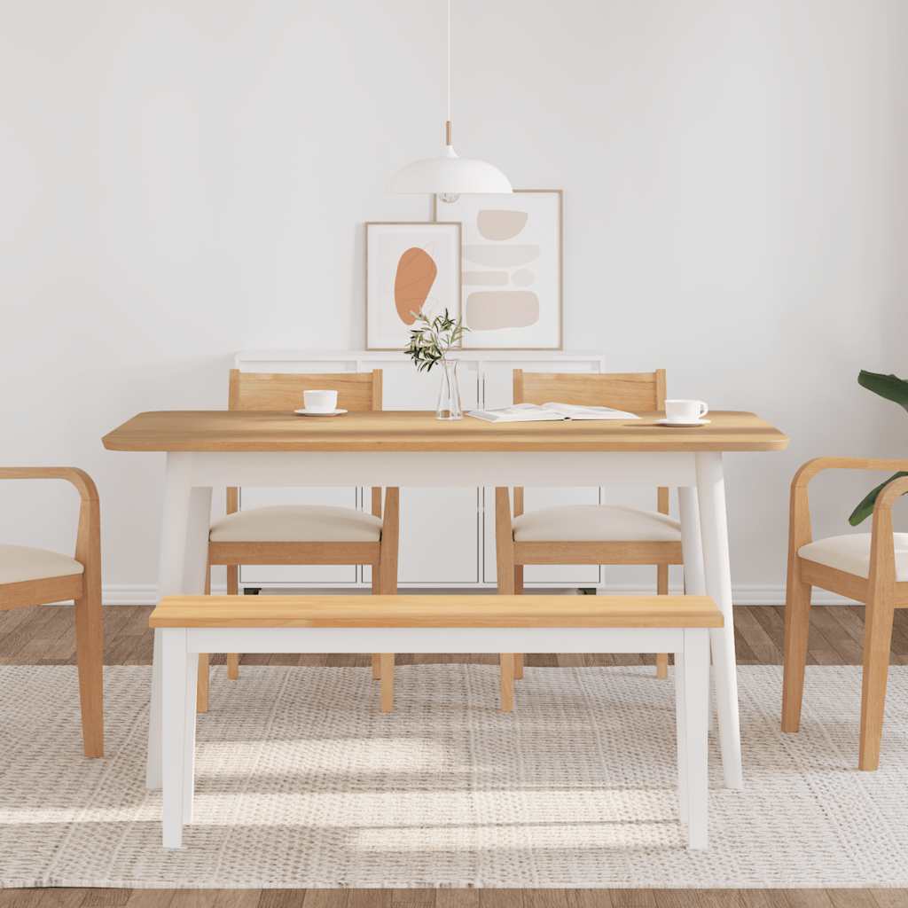 vidaXL Ławka 110 cm Biała lite drewno guma