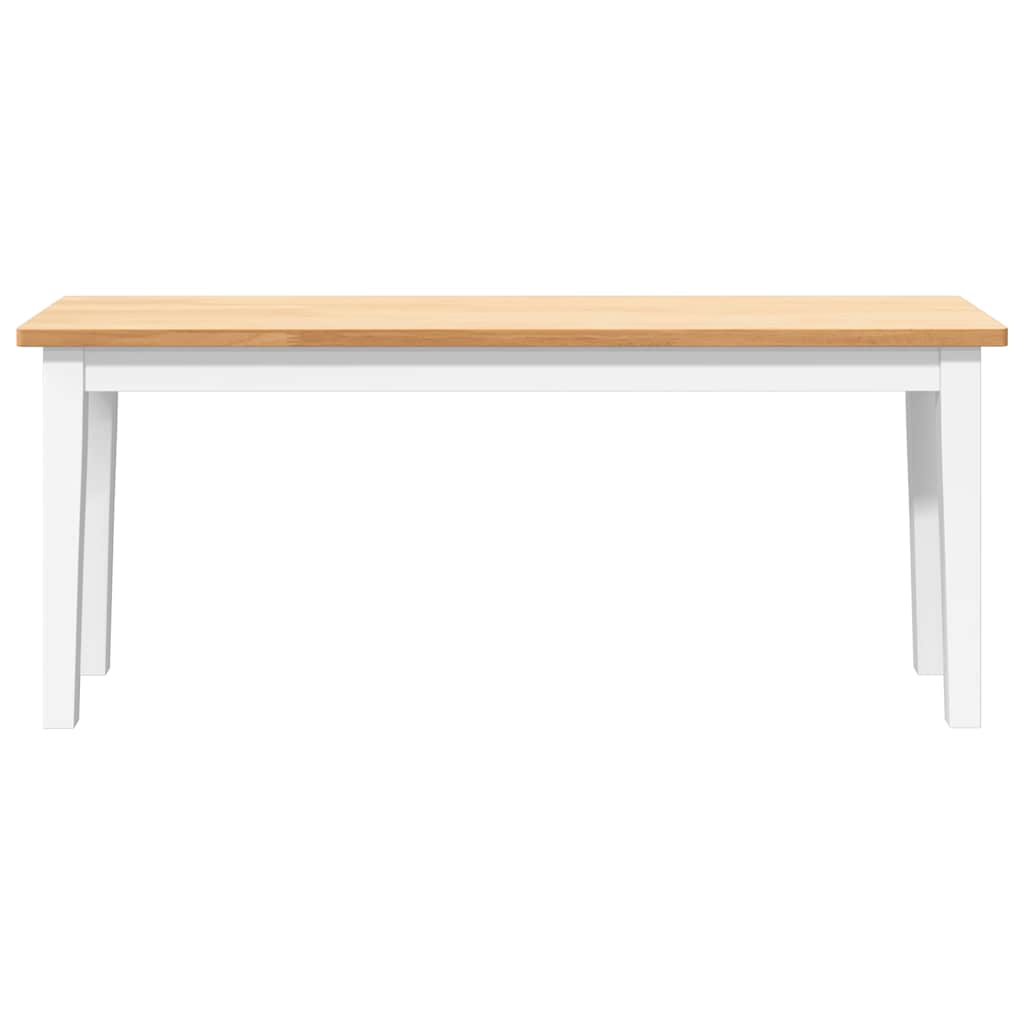 vidaXL Ławka 110 cm Biała lite drewno guma