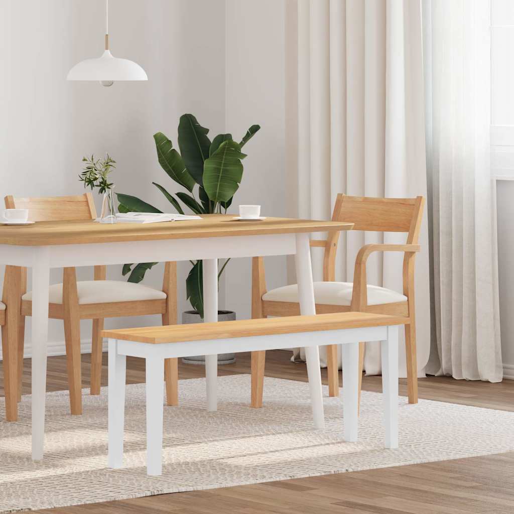 vidaXL Ławka 110 cm Biała lite drewno guma