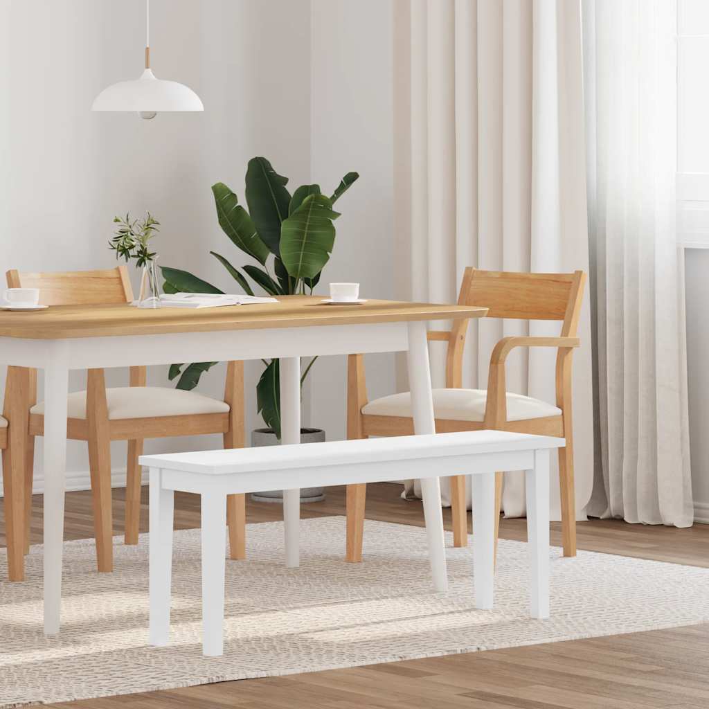 vidaXL Ławka 110 cm Biała lite drewno guma