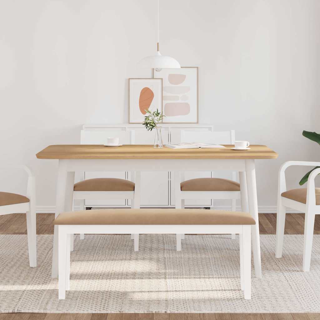 vidaXL Ławka 110 cm Biała lite drewno guma