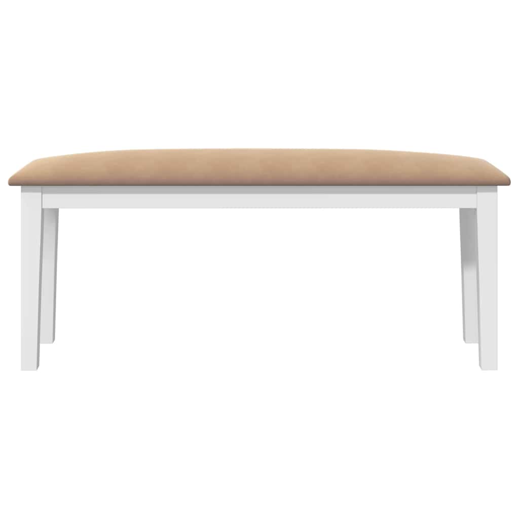 vidaXL Ławka 110 cm Biała lite drewno guma