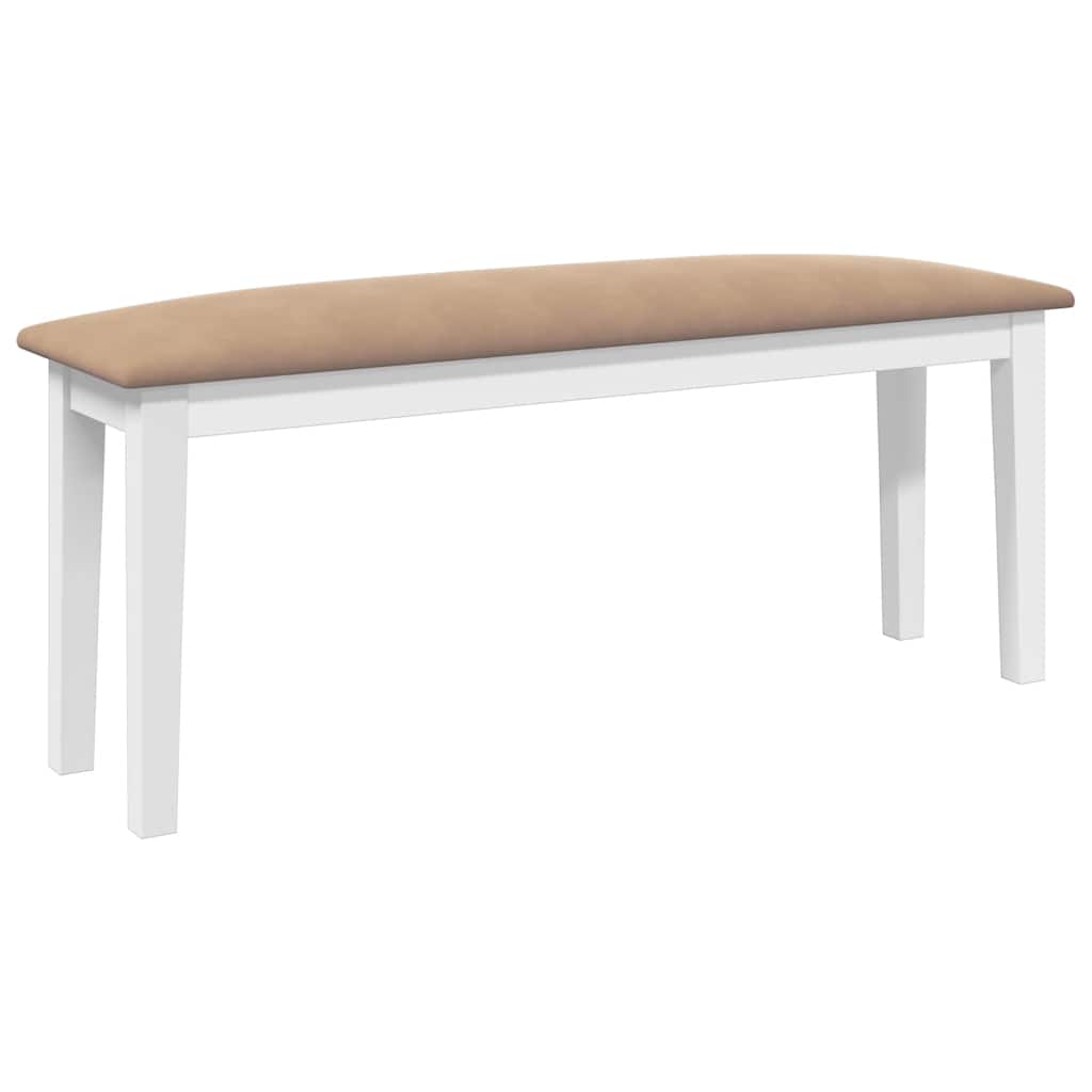 vidaXL Ławka 110 cm Biała lite drewno guma