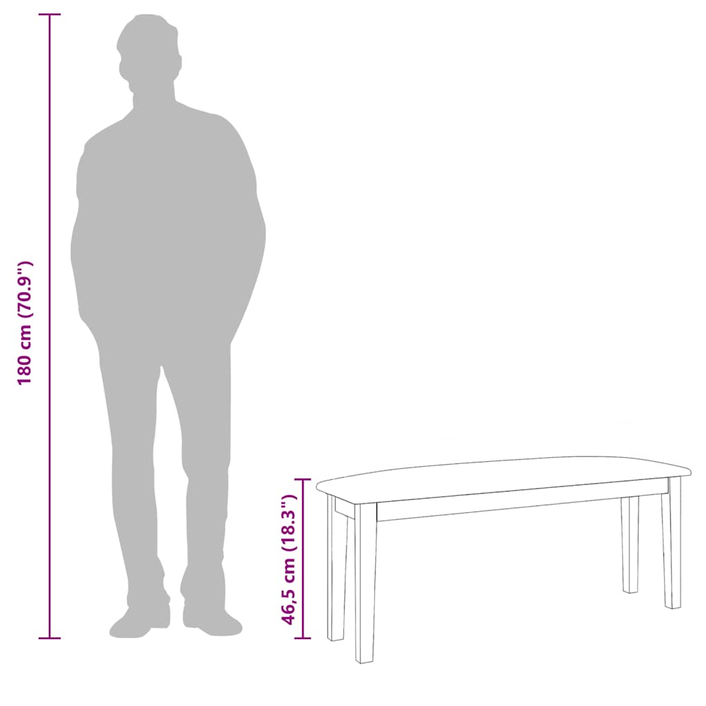 vidaXL Ławka 110 cm Biała lite drewno guma