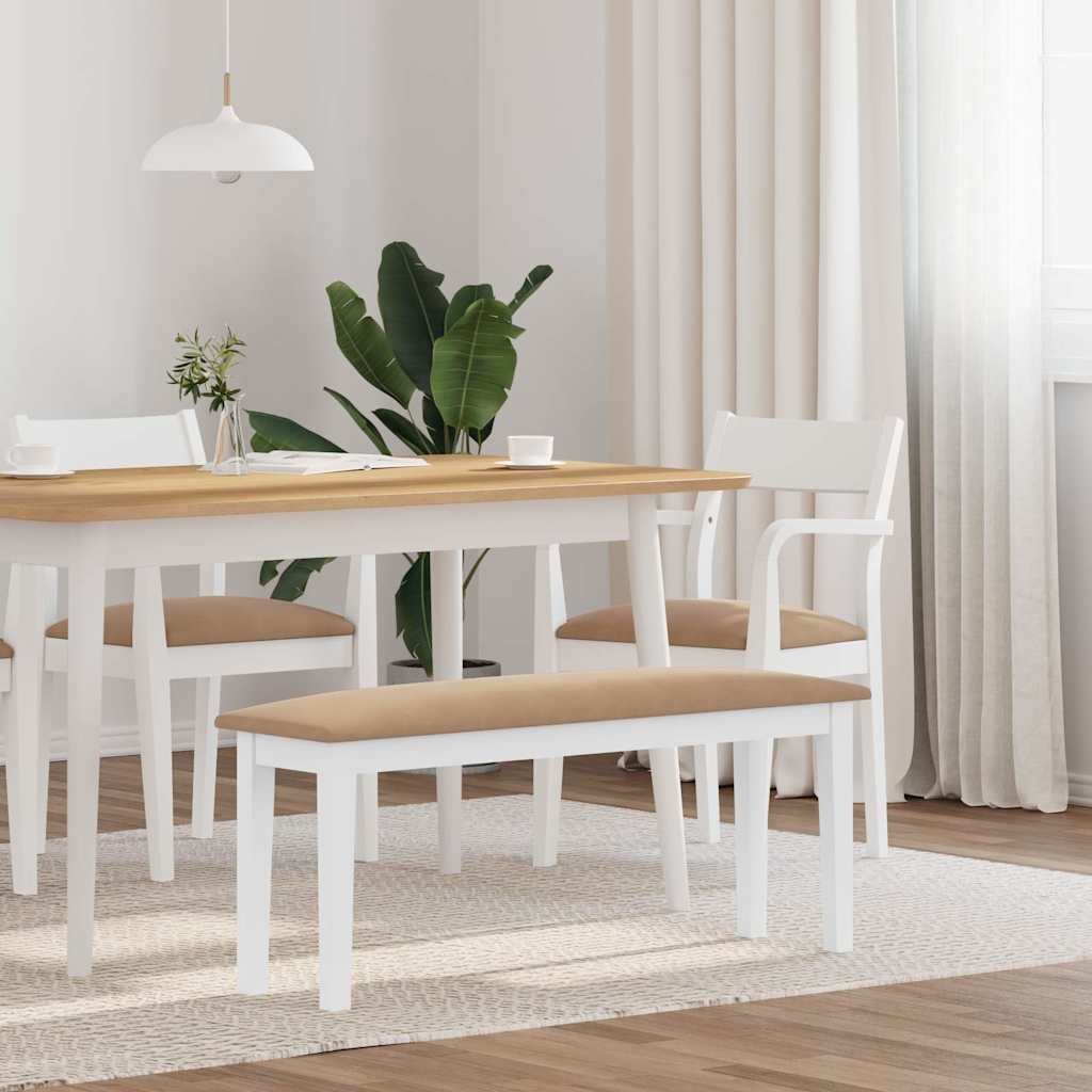 vidaXL Ławka 110 cm Biała lite drewno guma