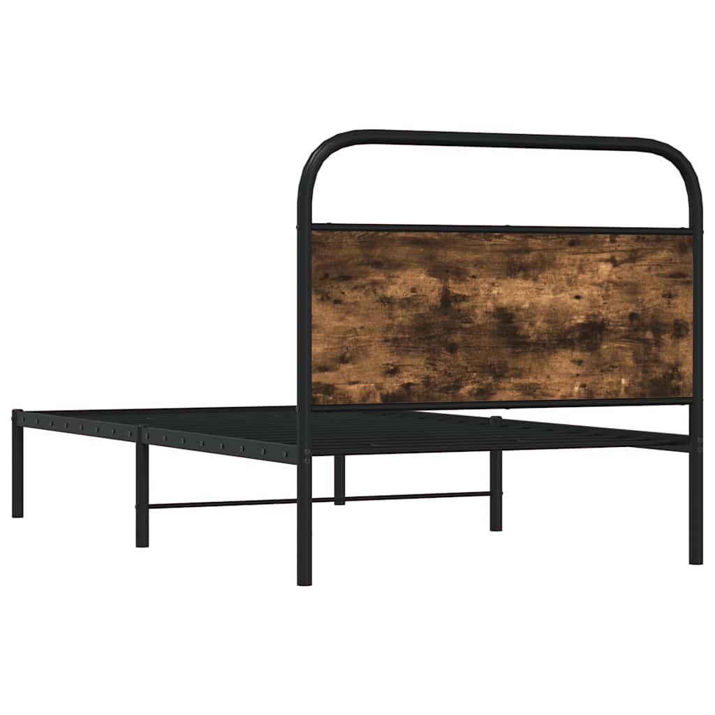 vidaXL Łóżko bez materaca, 107x203 cm, przydymiony dąb