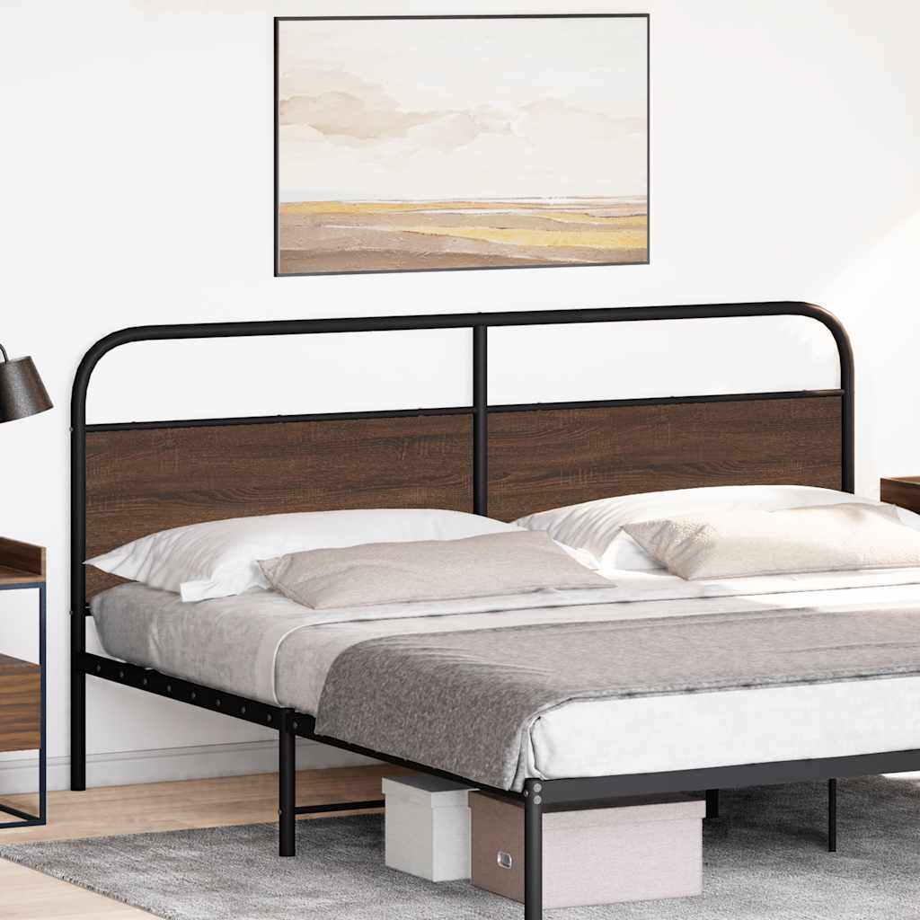 vidaXL Wymienne wezgłowie, brązowy dąb, 200 cm, stal i materiał drewnopochodny