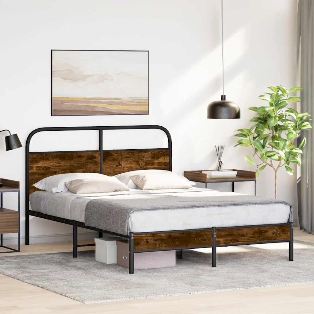 vidaXL Łóżko bez materaca, 140x200 cm, przydymiony dąb
