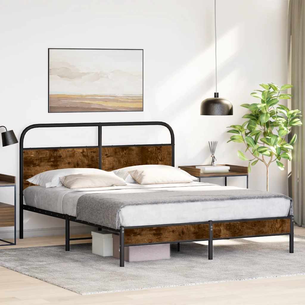 vidaXL Łóżko bez materaca, 160x200 cm, przydymiony dąb