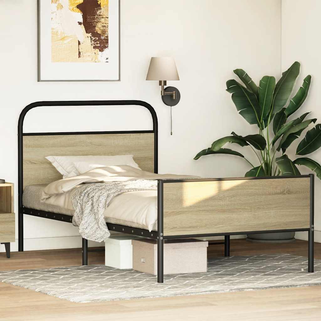 vidaXL Łóżko bez materaca, 90x200 cm, dąb sonoma