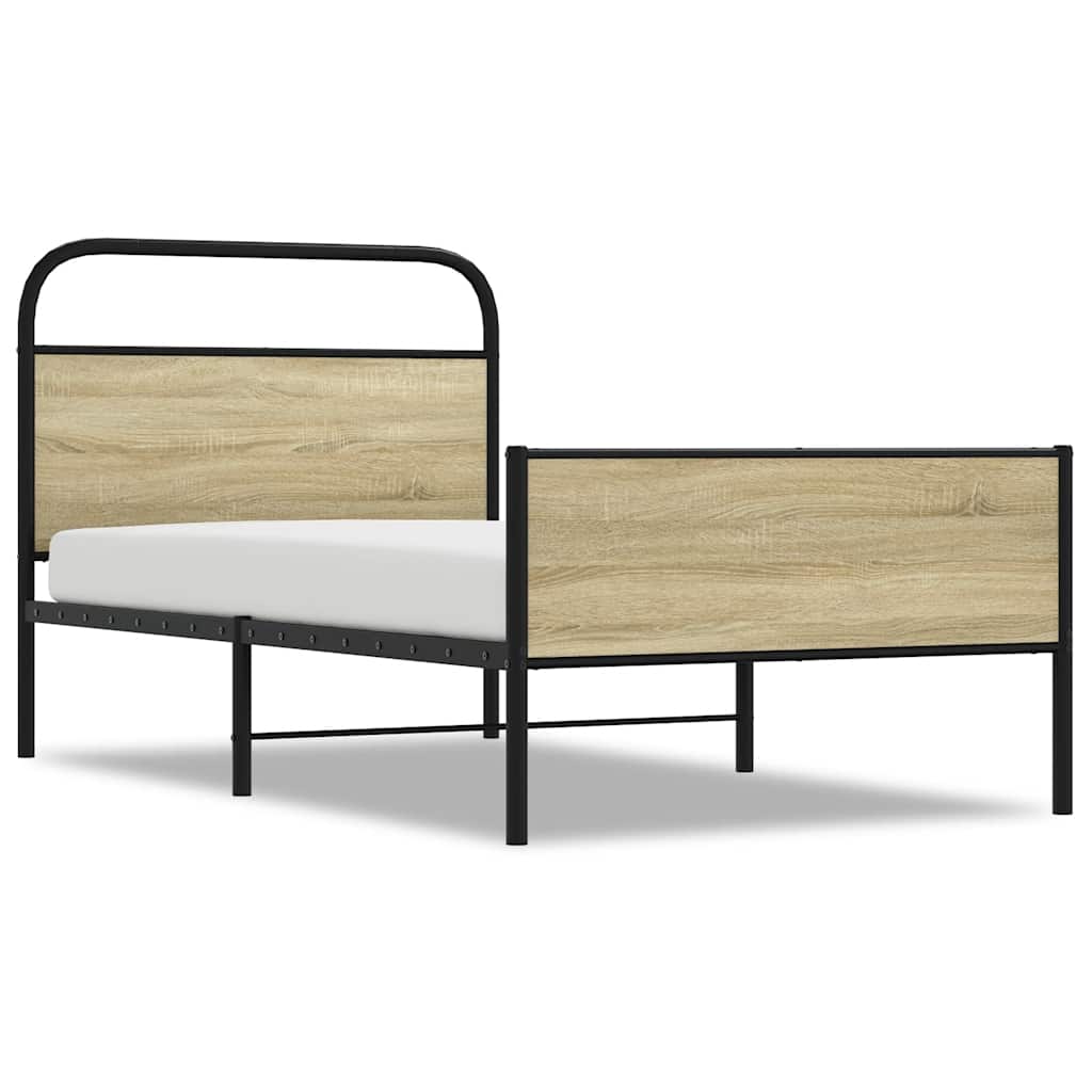 vidaXL Łóżko bez materaca, 100x190 cm, dąb sonoma