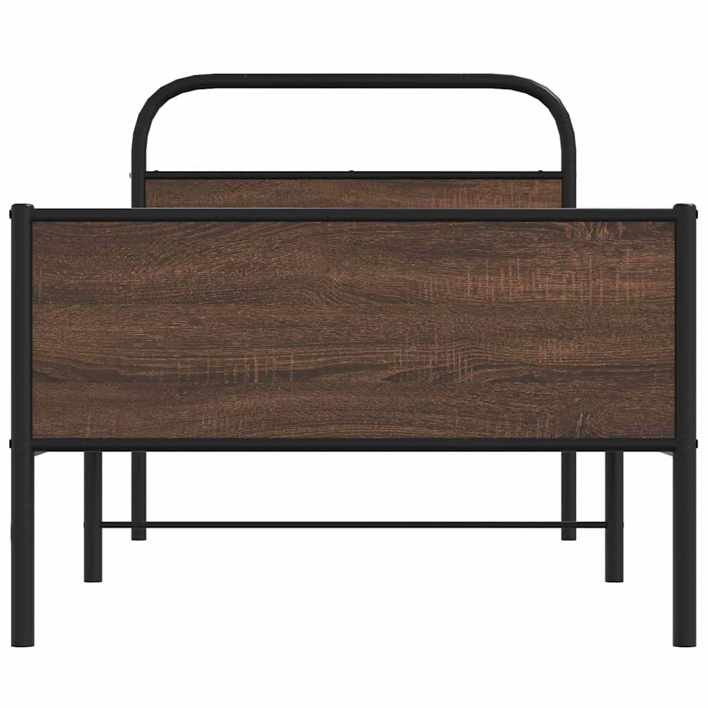 vidaXL Łóżko bez materaca, 107x203 cm, brązowy dąb